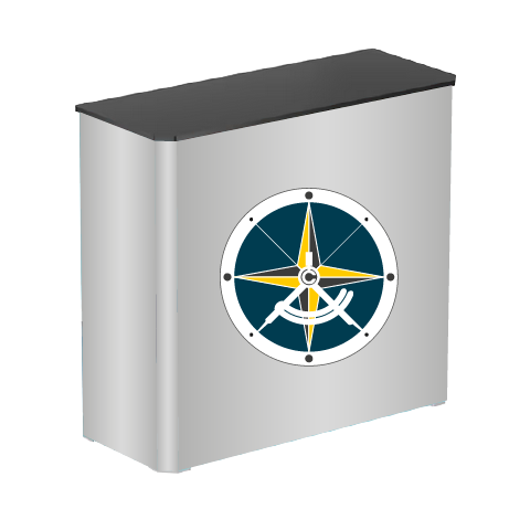 Messetheke FASTFRAME™ | B 102 cm x H 102,5 cm x T 41 cm | bedruckt